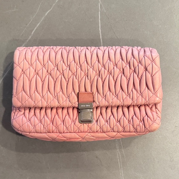 Miu Miu Pink Quilted Shoulder Bag with Crystal Chain - Picture 9 of 9